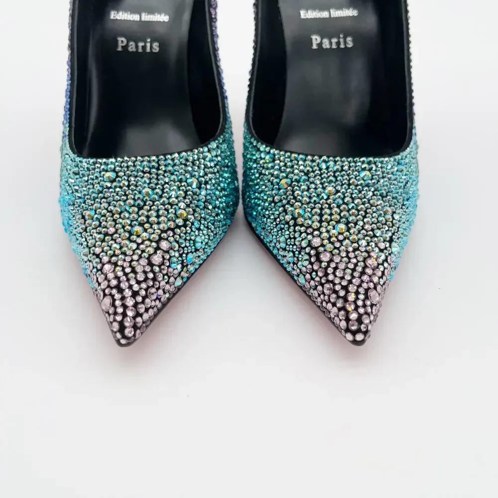 Christian Louboutin Condora Strass Rainbow Crystal 100 Stiletto Heels EU 36.5